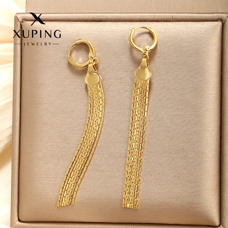 Cynlo Jewelry Luxury 24K 9999 Pure Gold real gold Long multi-line tassel earrings women elegant temperament golden earrings