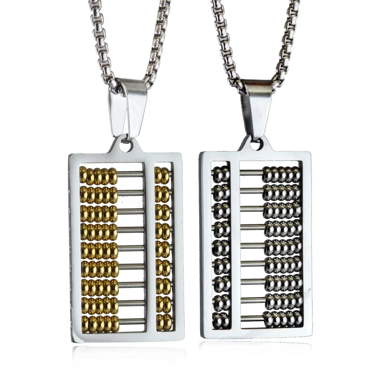 

Stainless Steel Fashionable Chinese Style Abacus Pendant Activity Bead Men's Necklace