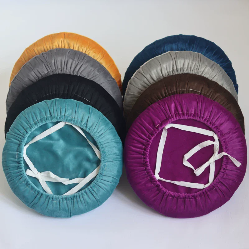  Customized round stool seat cushion, removable and washable sponge velvet fabric half wrapped buttock chair seat cover