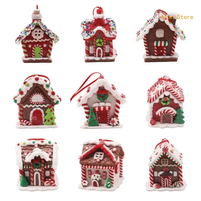 

PVC Clay Gingerbread House Resin Hanging Ornament for Christmas Party H3CF