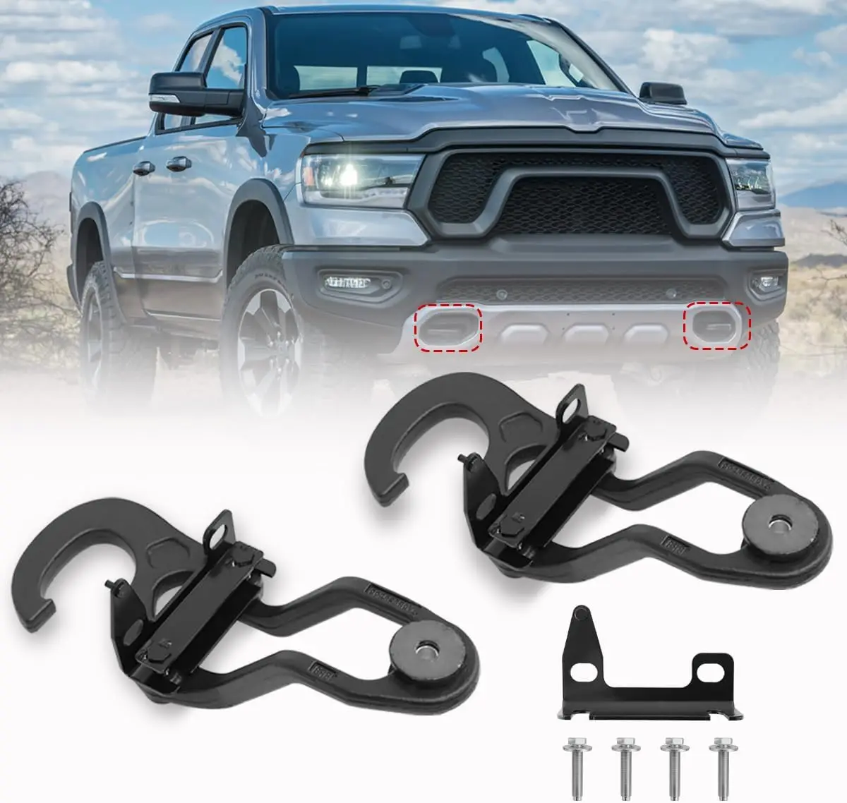 

Front Tow Hook Set for Ram 1500 2009-2019 (Classic Style) - Left & Right Replacement Parts, 2 PCS