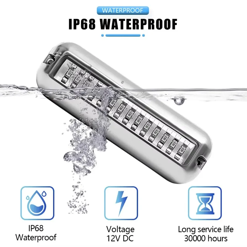 أضواء الملاحة البحرية IP68 أضواء قارب مقاوم للماء ملحقات اليخوت الفولاذ المقاوم للصدأ 1-4 قطعة 42 LED أضواء اليخوت تحت الماء #3