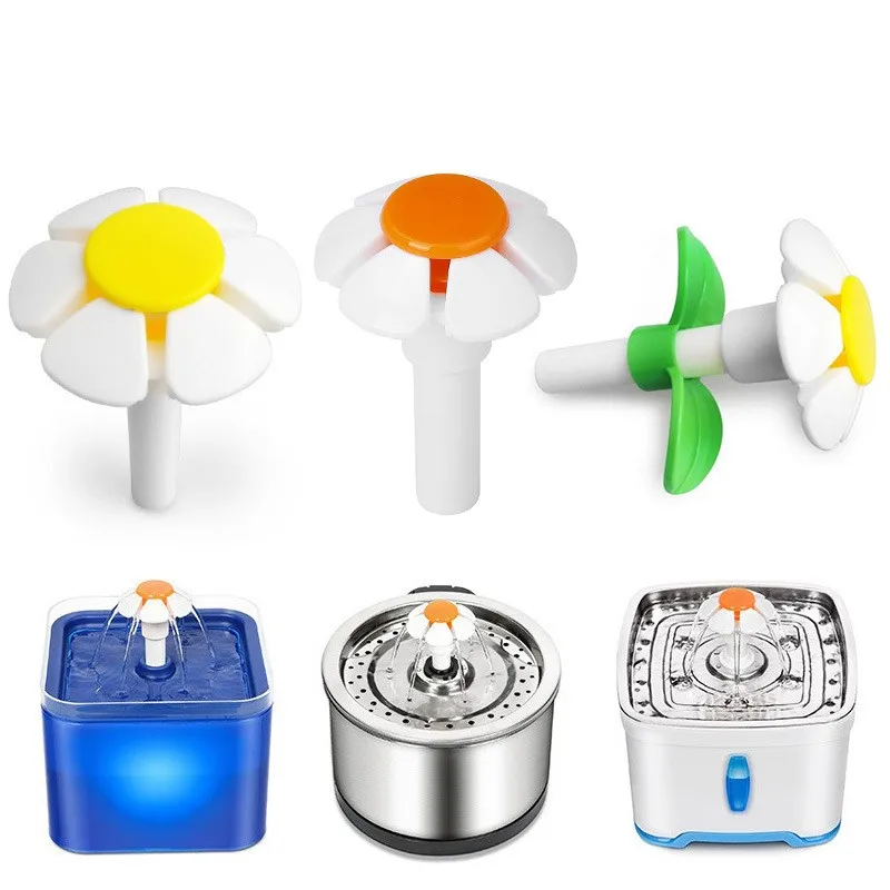 Cat Water Fountain Accessories Flower Water-tap Stainless Steel Round Cube Top Pet Water Dispenser with Replacement Flower