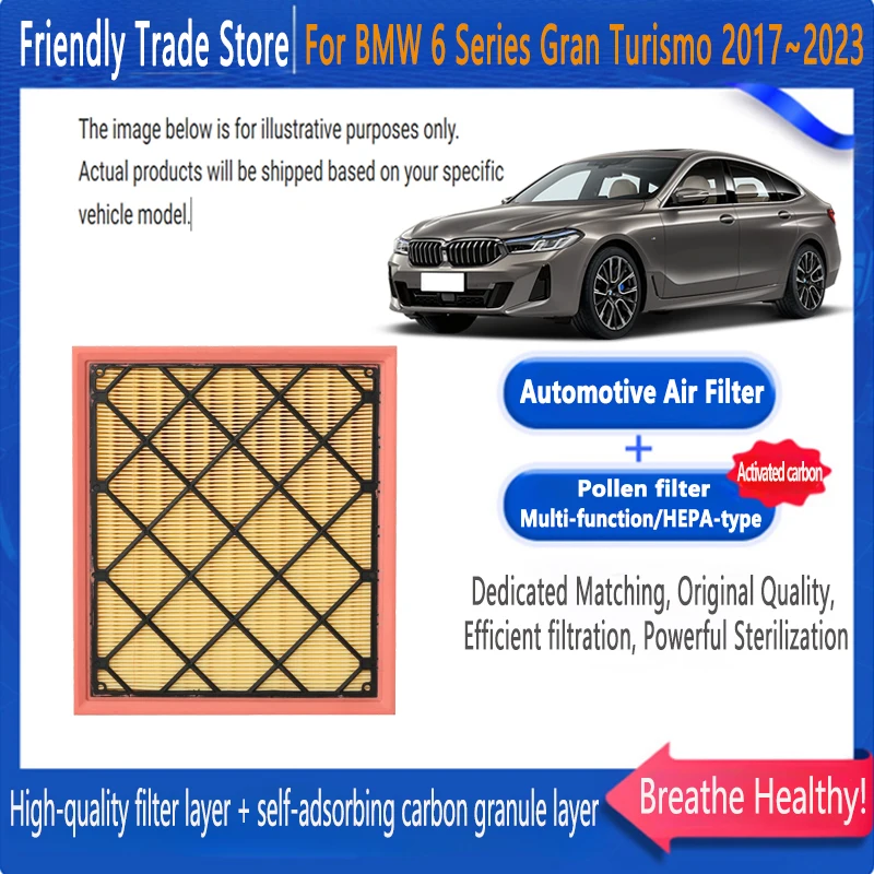 

Automotive Air Filter Car Engine Air Filter For BMW 6 Series Gran Turismo 2017~2023 2022 HEPA Carbon Cabin Filter Kit Auto Spare