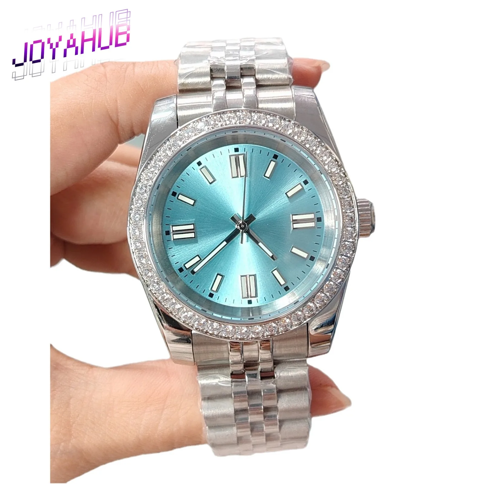 

Customized LOGO 36/39mm Stone Decorative Log Mechanical Watch Blue Treasure Glass Stainless Steel Case with NH35 Movement Gift