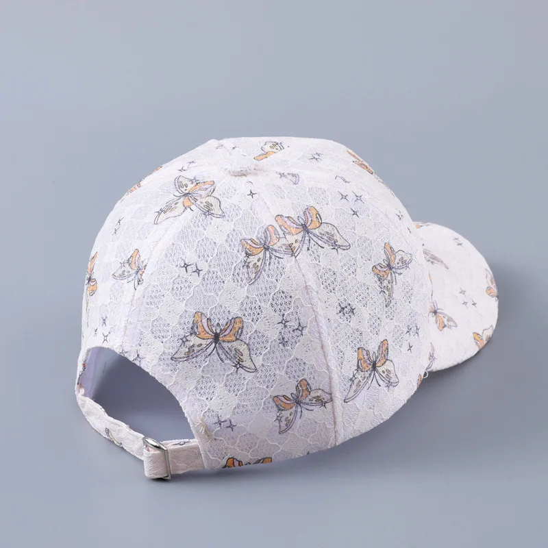 Lace Butterfly Print Decorative Baseball Cap, Spring and Summer Breathable Sports Sun Hat