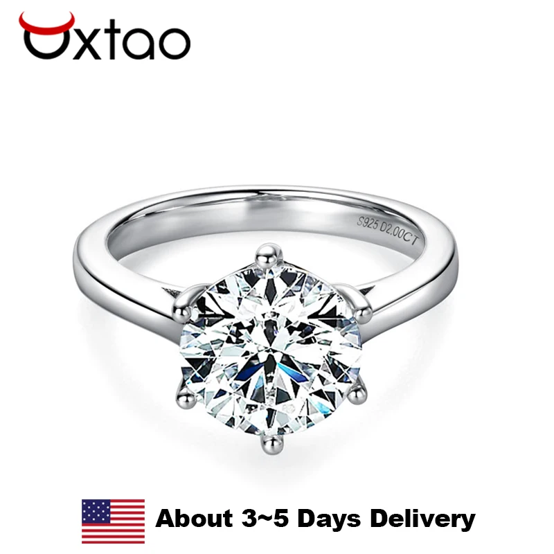 

2.0-4.0CT Moissanite Solitaire Wedding Ring Certified 925 Sterling Silver Engagement Band For Women Jewelry Anniversary Gifts