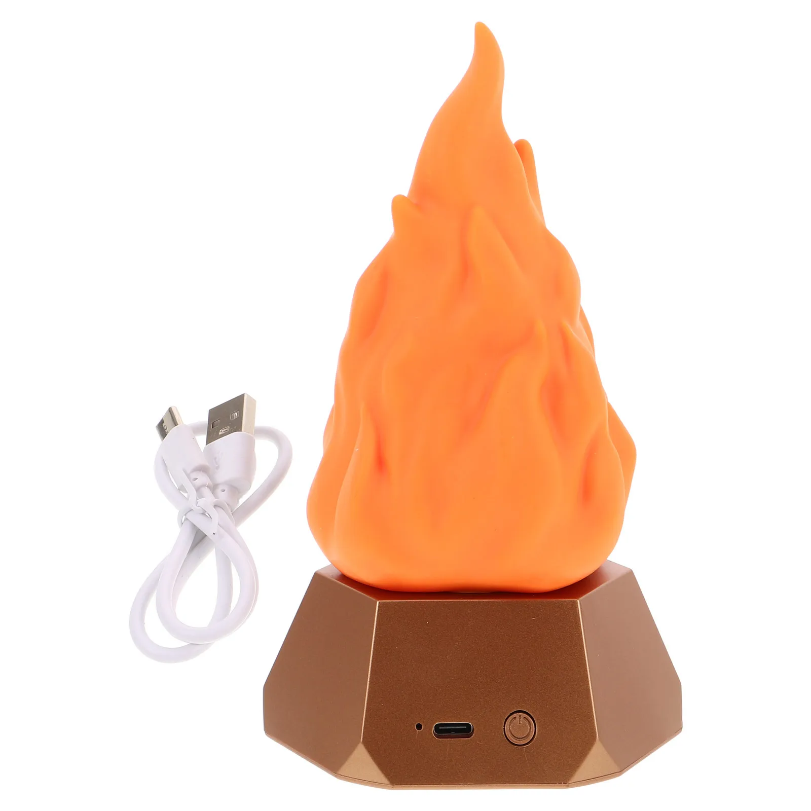 Lámpara de fuego falso, luz de llama LED de 3 modos, recargable por USB, llama parpadeante sin llama, luz nocturna para fogata para interiores y exteriores