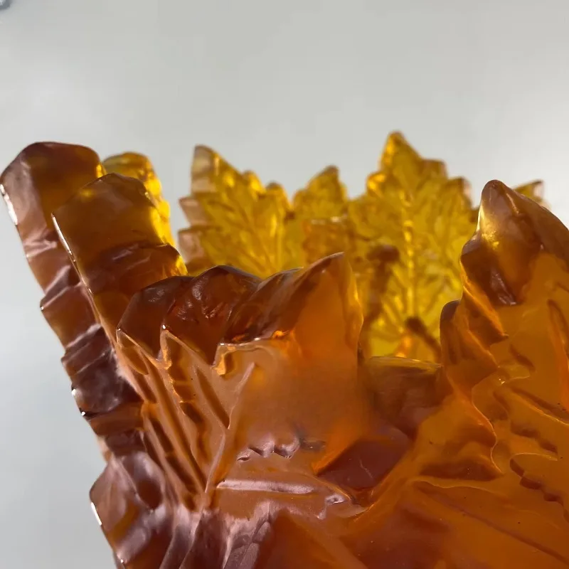Handmade Crystal Maple Leaf, Vase Art Vase, Strap, Gift Box and Logo