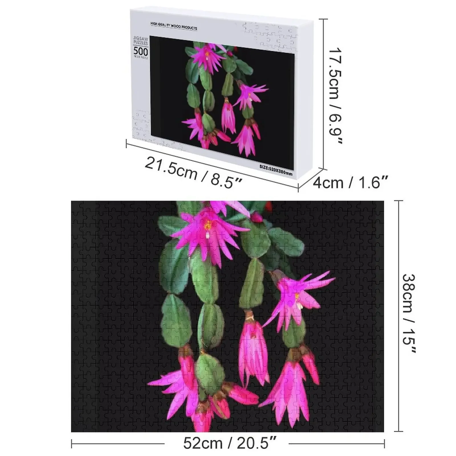 Zygocactus Truncatus a.k.a. Kerstcactus puzzel houten kisten met gepersonaliseerde foto baby houten puzzel