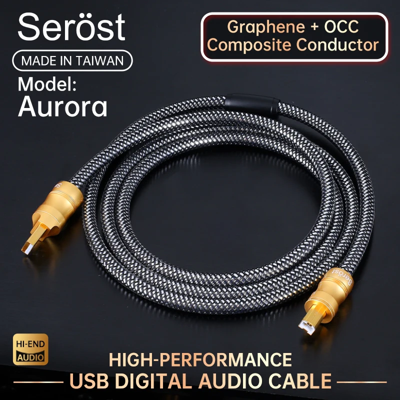 Serost Hi-End Graphene Single Crystal Copper USB Type-C OTG Digital Audio Cable for DAC DSP Mobile Phone Sound Card Decoding