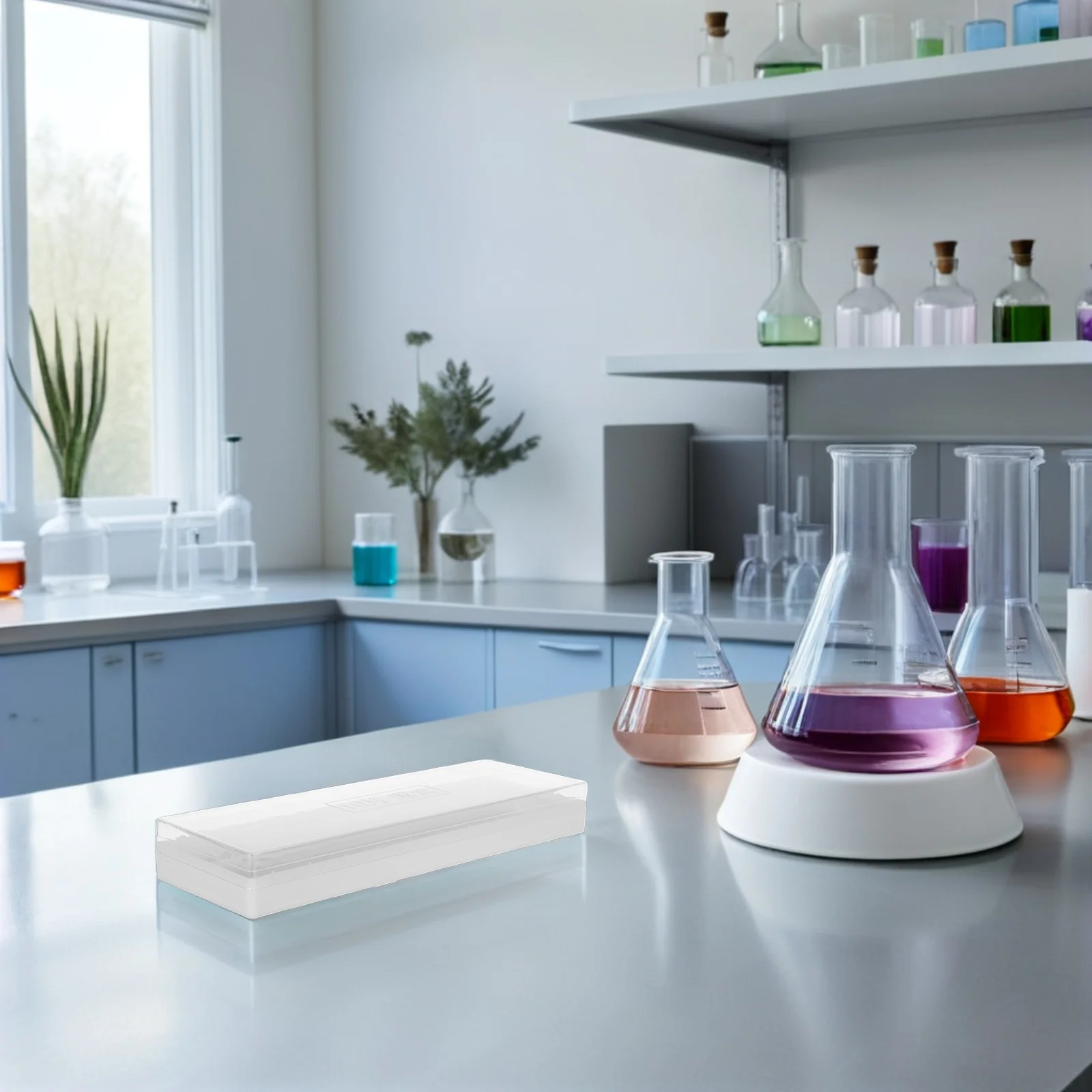 علم الأمراض الشريحة صندوق الرطوبة البلاستيك المجهر حامل الشريحة 11.79X3.93X1.57In لتخزين عينة المختبر واضح المحمولة