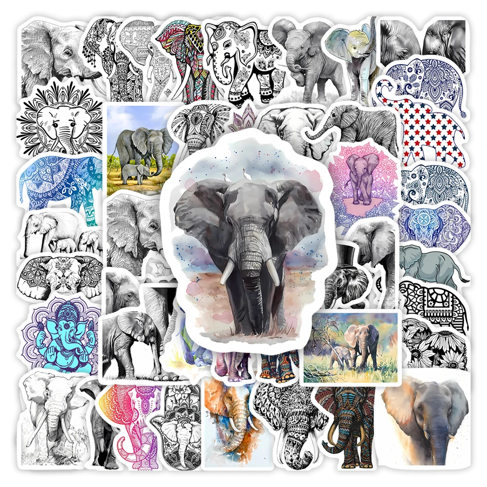 Elephant Aesthetic Arts Stickers DIY Kids Toys Gift Waterproof Decal for Scrapbook Laptop Phone Luggage Bottles Decorative