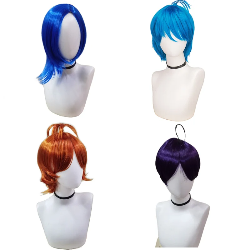 QQXCAIW Movie Inside Out Synthetic Wig Short Heat Resistant Hair Cosplay Costume Wigs