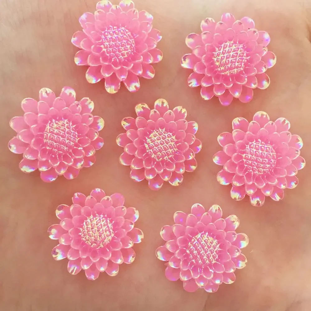 AB Resin Kawaii True color 20mm Sunflower Flat back Cabochon Stone 30PCS Scrapbook DIY  Decor Home Figurine Crafts