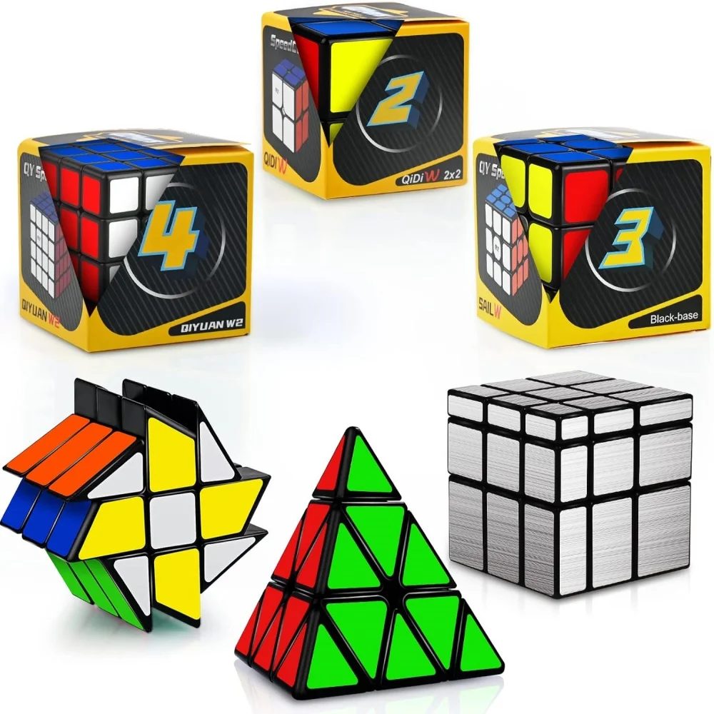 Qiyi-Magic Cube Set Toy para crianças e adultos, Speed Puzzle, Pyramind, Fenghuolun, Espelho, 3D, Presente, 2, 3x3, 4x4