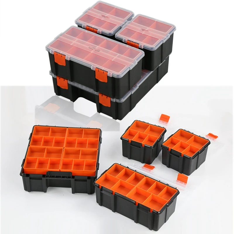 Multi-Grid Parts Box Hardware Storage Toolbox Plastic Case Portable Screw Storage Box Garage Tools Screwdriver Repair Tool Box