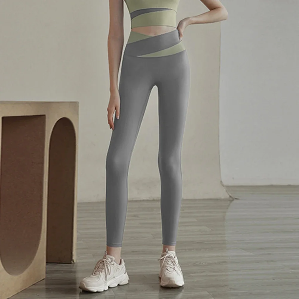 Fitness Training Fitness Leggings Elastic Women Fitness Pants Sports Pants Slim Fit Leggings Solid Color Style