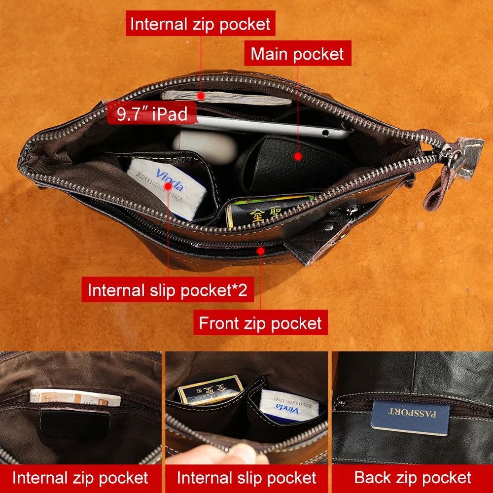 Imagem -03 - Bolsa de Couro Genuíno para Homens Pequenos Bolsas Crossbody Bolsa Masculina 9010