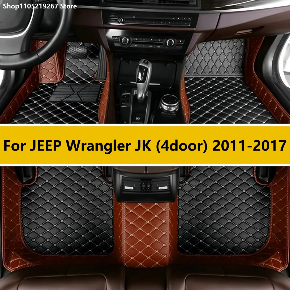 

Car Floor Mats Fit For JEEP Wrangler JK (4door) 2011-2017Auto Accessories Leather Waterproof Anti Slip Foot Carpet