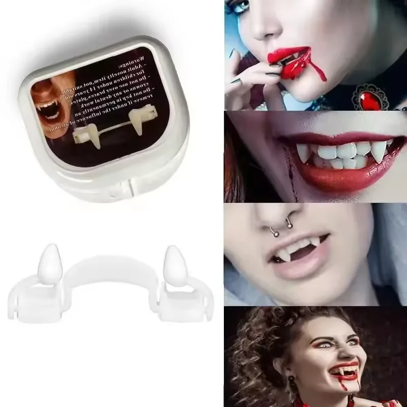 

Retractable Vampire Teeth Dentures Fangs Halloween Cosplay Vampire Fangs Dentures Zombie Teeth Prop Halloween Party Decoration