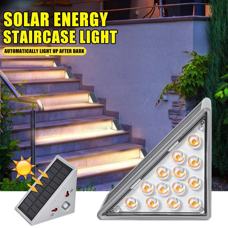 LED Outdoor Solar staircase light Lens Design Super Bright IP65 Waterproof Security Stair Light Decor Lighting For Garden Deck