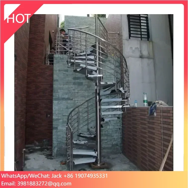 Outdoor Industrial Heavy Duty Galvanised Steel Spiral Staircase Fire Escape Steps