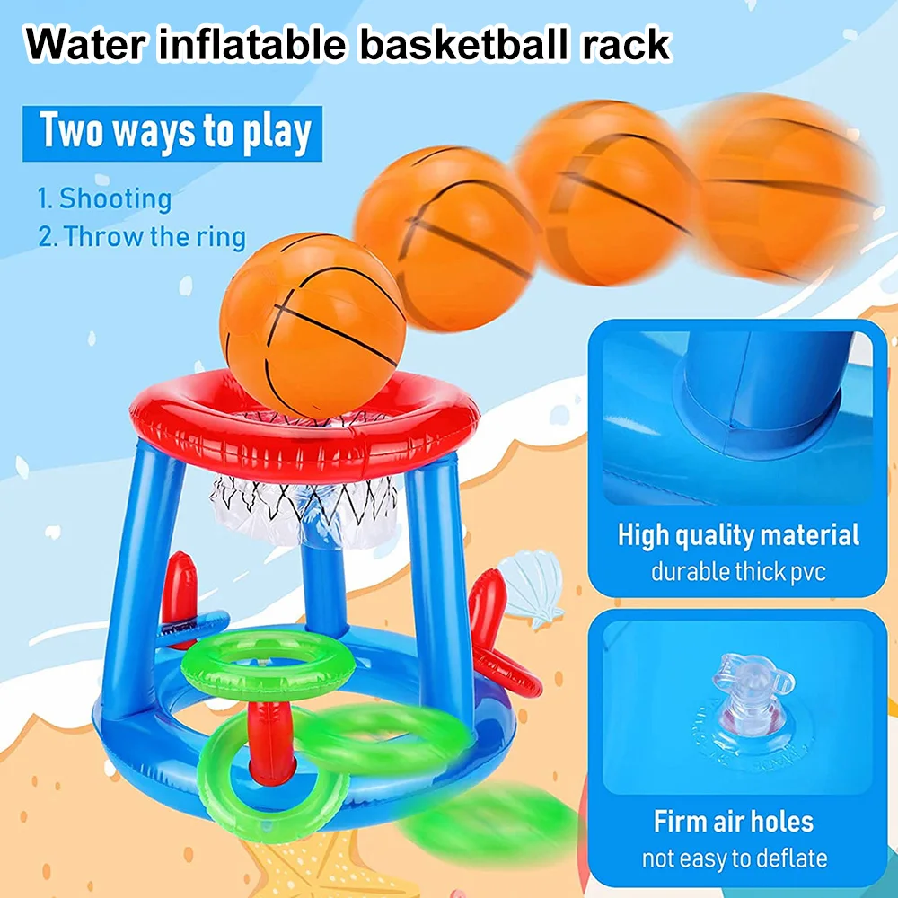 Piscina Basketball Hoop Set Inflável Floating Hoops com Ball Rings para Crianças Adolescentes Adultos Perfect Competitive Water Play