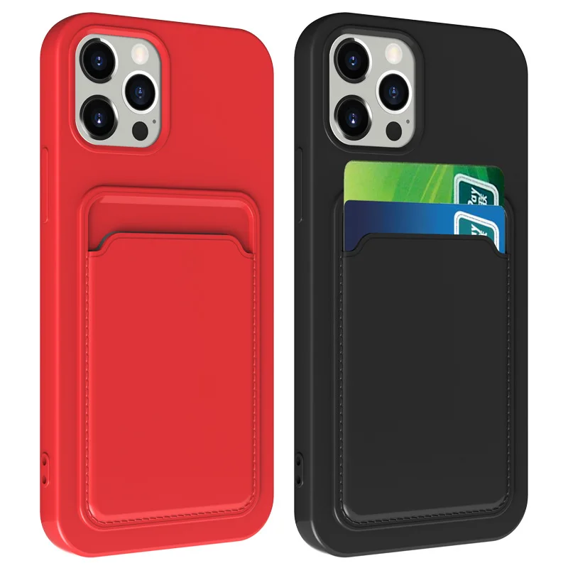 for iPhone 14 13 12 Mini Pro Max Card Holder Phone Case TPU Wallet Soft Back Cover Shockproof Coque for iPhone 14 Pro Max 2022