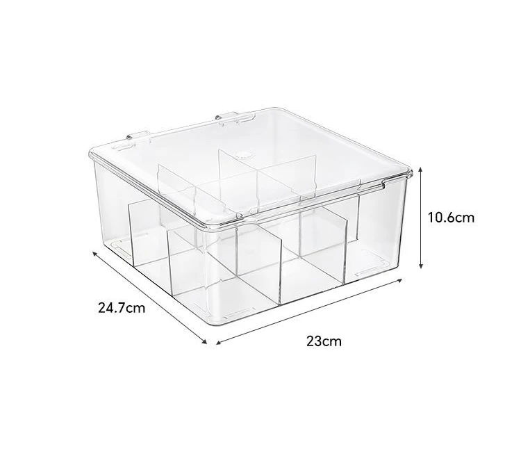 9 Grid Transparent Cosmetic Storage Box with Lid Compartments Acrylic Desktop Lipstick Perfume Storage Box Home Organizer