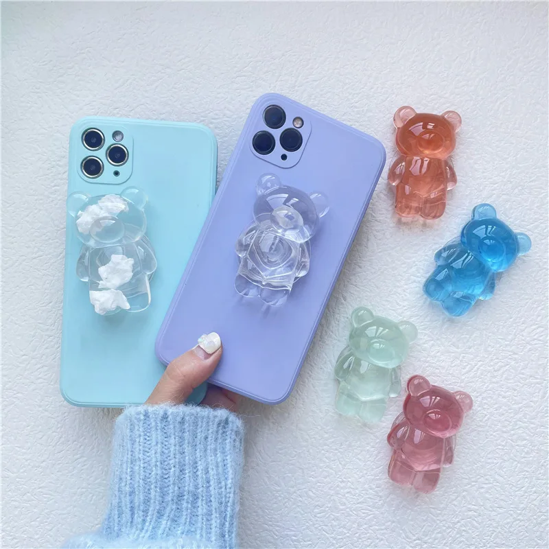 Korea Glitter Bear Cell Phone Holder Grip Tok Bracket for iPhone Samsung Xiaomi Foldable Car Folding Mobile Socket Stand