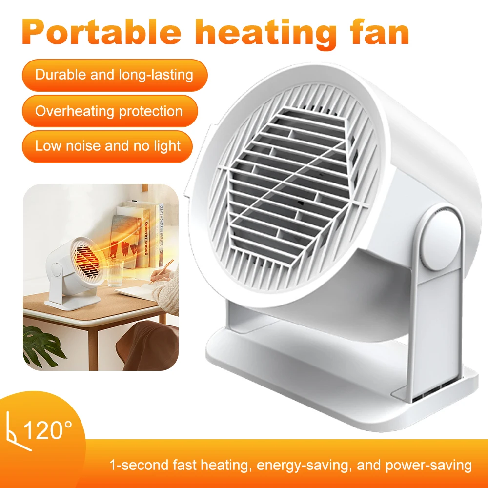 Electric Desktop Warmer Fan 110-220V Energy Saving Portable Heater Adjustable Angle Low Noise Heating Fan for Home Office