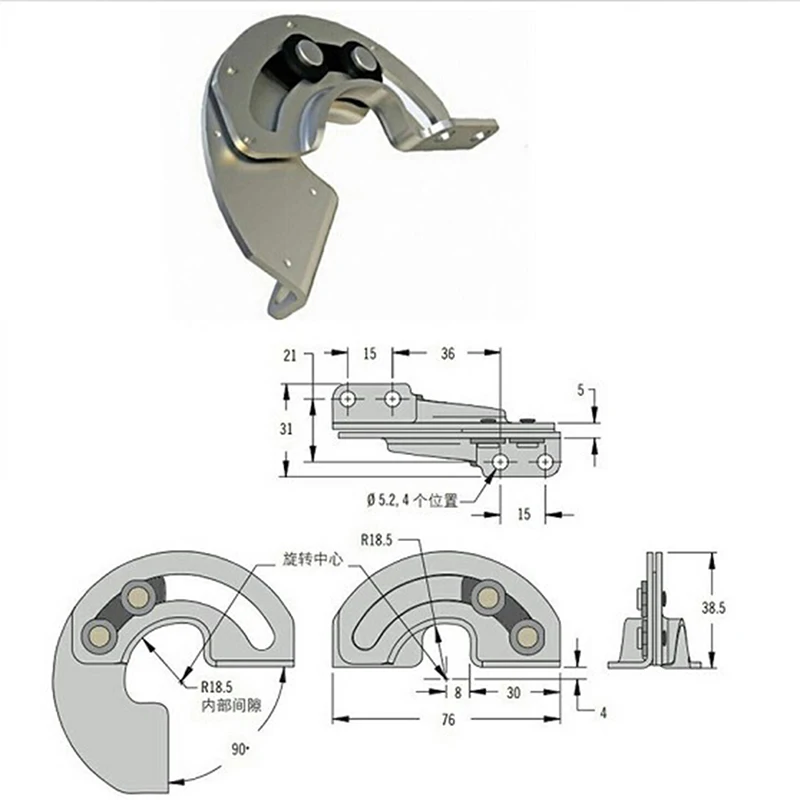 Versteckte Schiebescharniere, 90-Grad-Grenzscharnier, Schranktürscharnier aus R6-Kohlenstoffstahl