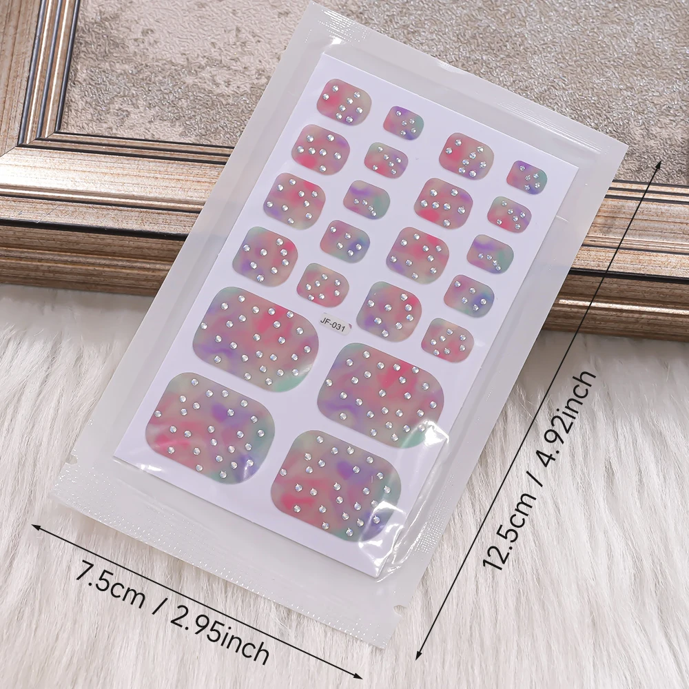 5-blad bakvrije teennagelsticker volledige dekking DIY teennagelpatch stickers voet nagelkunst decoratie zomer zelfklevende teennagelstrips