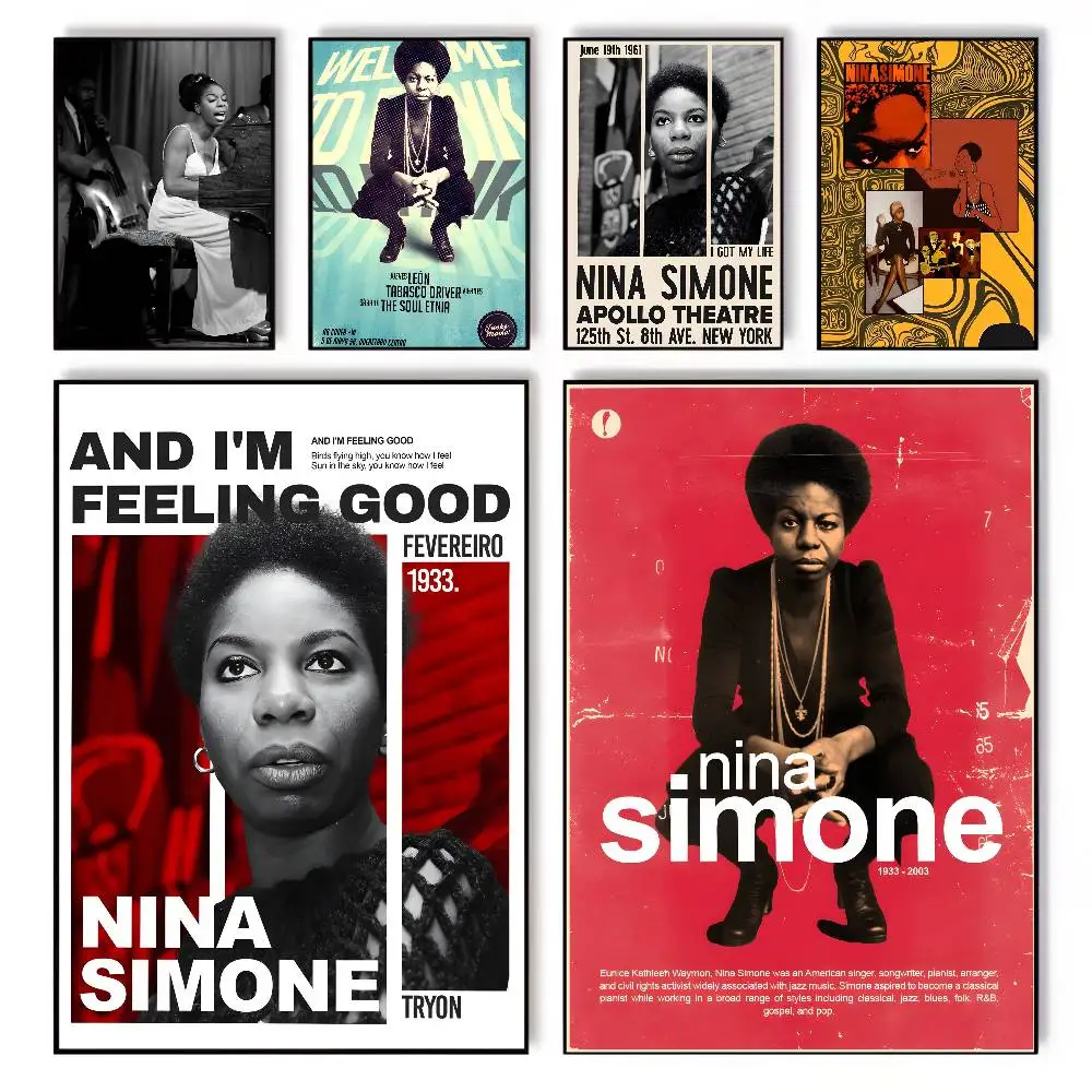 Vintage Jazz Festival músico Nina Simone música lienzo HD impresión estética papel pared arte para sala de estar Bar moda hogar