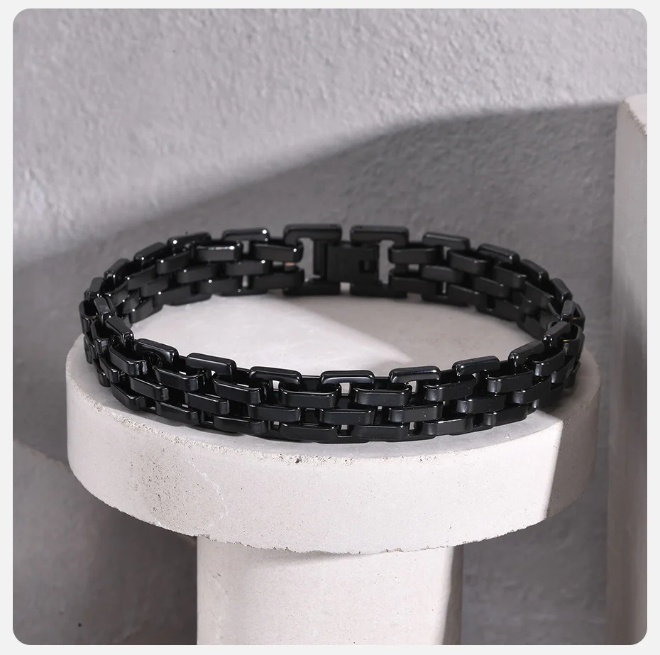 Vnox Thick Masculine Wtach Band Link Bracelets for Men, 11mm Stainless Steel Handmade Link Wristband, Gentle Punk Gift for Him