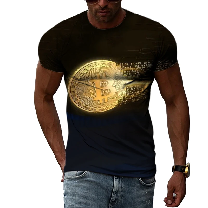 Summer Fashion Hot Sell Bitcoin graphic t shirts For Men Casual Personality Trendly 3D Print harajuku style short sleeve t-shirt