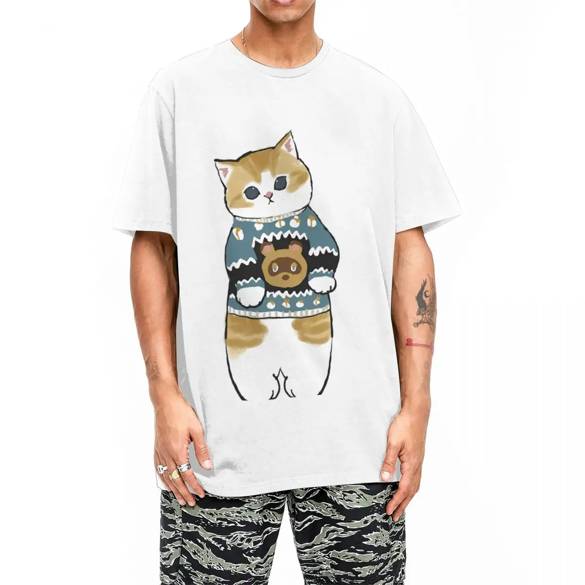 Haikyuu T Shirt Mofu Sand Cotton T Shirts cats drawing Trending Tshirt for Men Beach Y2K Fun Design Short Sleeve Top Tees