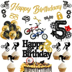 Bicycle Party Supplies Birthday Banner Balloon Bicycle Cake Decoration Cupcake Topper Bicycle Birthday Party Decor