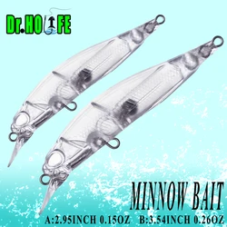 Dr.Holife 2 Sizes Unpainted Minnow Blanks Lure 7.5CM/9CM Float Minnow Body With Rattles Megnet Artificial Hard Bait For DIY Lure