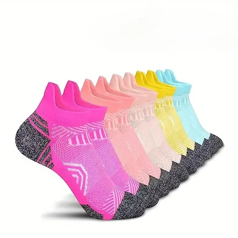 5 أزواج الربيع والخريف موضة جديدة الرياضة الكاحل الجري الجوارب سميكة عازلة أنبوب منخفضة قطع اللياقة البدنية الجوارب قماش شبكي