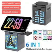 6 in 1 Magnetic Wireless Charger Stand Bluetooth Speaker Alarm Clock For iPhone 16 15 14 13 12 Pro Max Airpods Pro Apple Watch