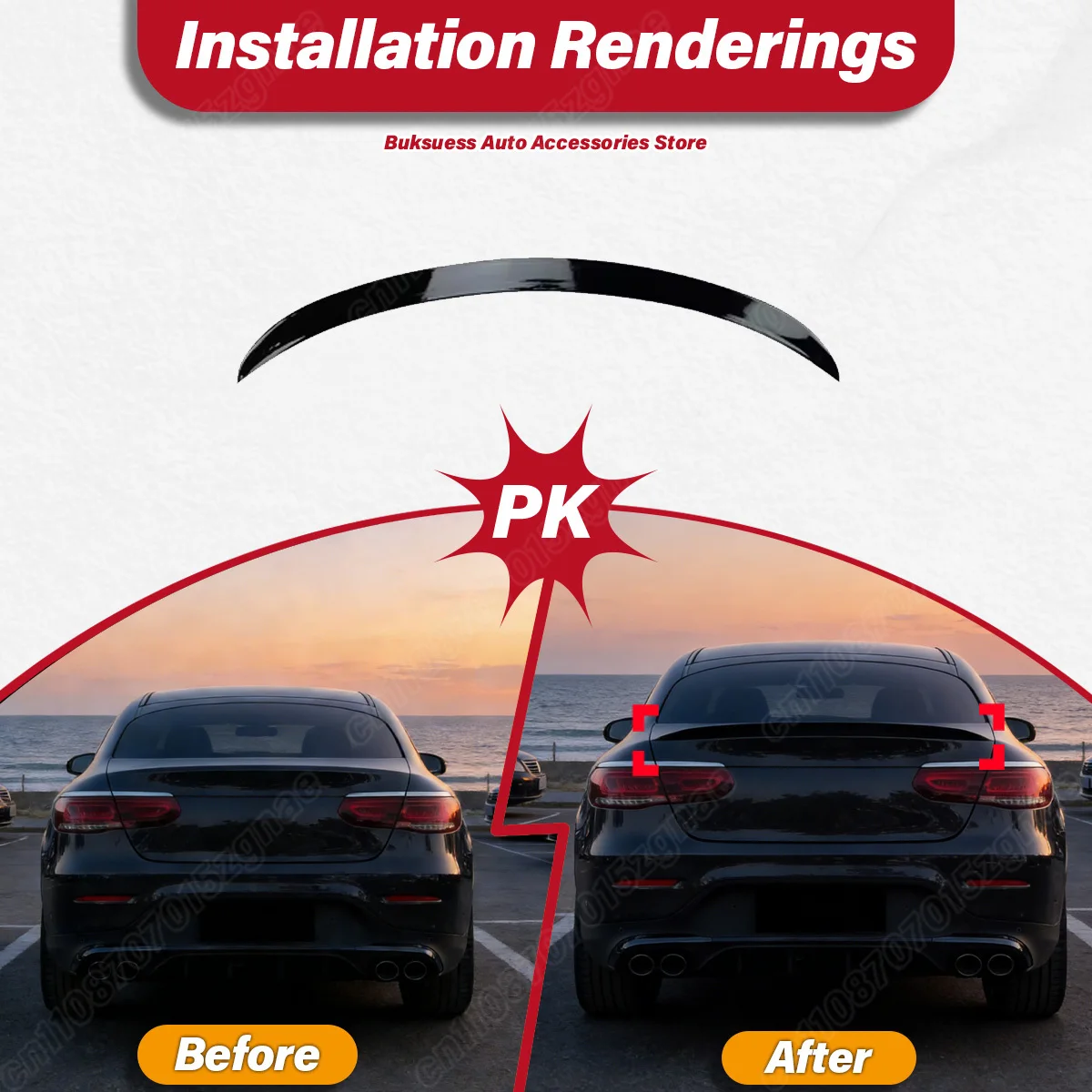 

Для Mercedes-Benz GLC Coupe C253 AMG 2016-2022: задний спойлер, антикрыло, сплиттер, комплект обвеса