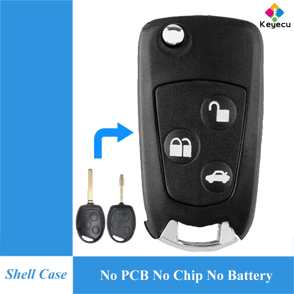 

KEYECU Modified Flip Remote Car Key Shell Cover With 3 Buttons HU101 FO21 Blade for Ford Focus Fiesta Galaxy Mondeo Focus Mondeo
