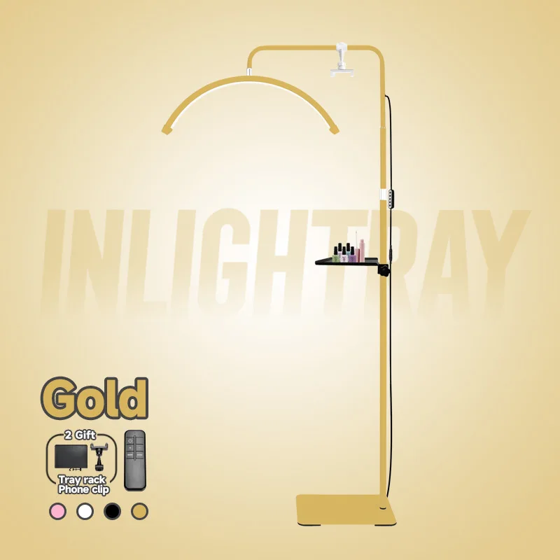 Gratis Logo 23Inch Oem 45W Nieuwe Led Wimper Verlenging Licht Halvemaan Bed Lamp Ontwerp Instelbare Helderheid Met Ring Licht Fe - afbeelding 1