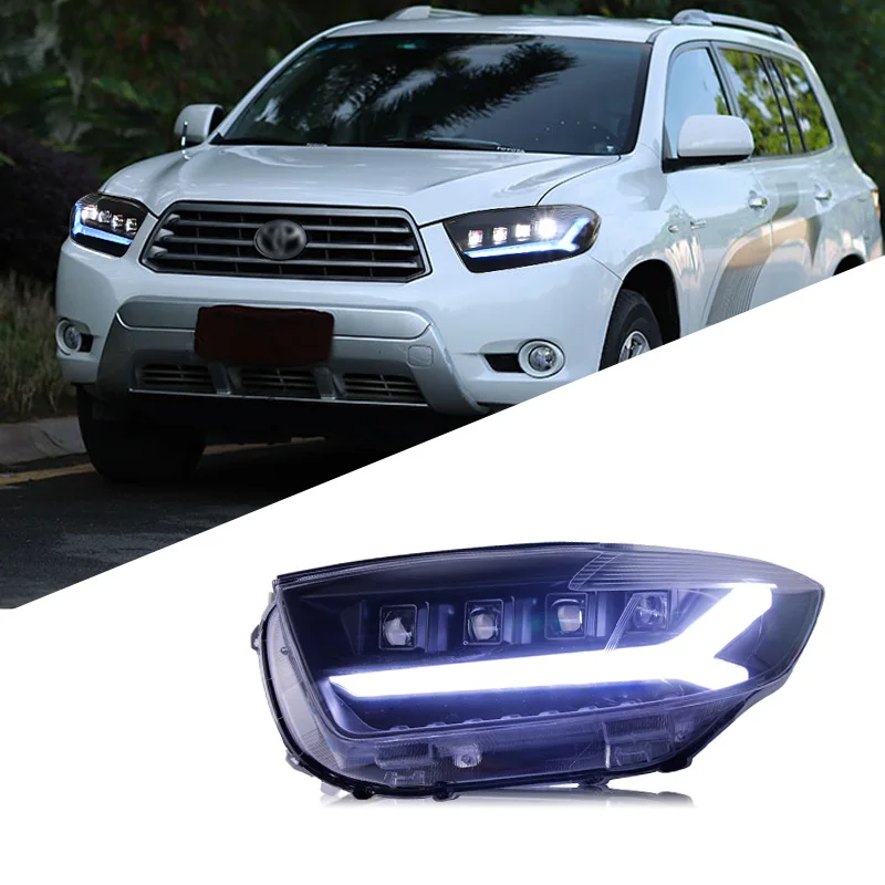 

For Toyota Highlander 2007-2011 headlight assembly modified daytime running lights LED lens headlights streamer turn lights