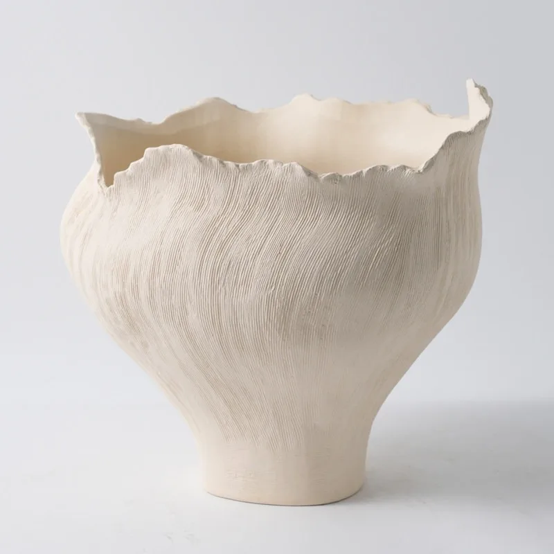 Wabi Sabi wind ceramic flower ware creative irregular flower pot retro flower arrangement model room living room decoration