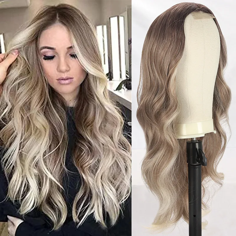 european-american-fashion-white-women's-wig-with-small-lace-and-gradient-color-long-curly-synthetic-fiber-headpiece