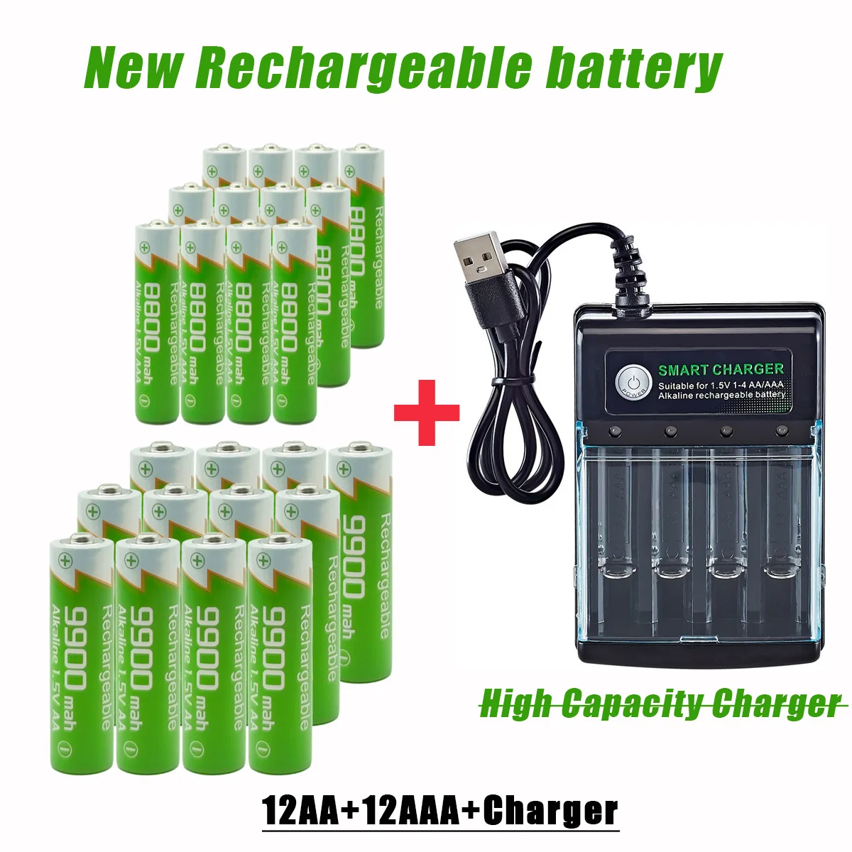 2026 جديد الأصلي بطارية قابلة للشحن 1.5 فولت AA9900 مللي أمبير + AAA8800 مللي أمبير + شاحن للكمبيوتر على مدار الساعة راديو لعبة فيديو كاميرا رقمية