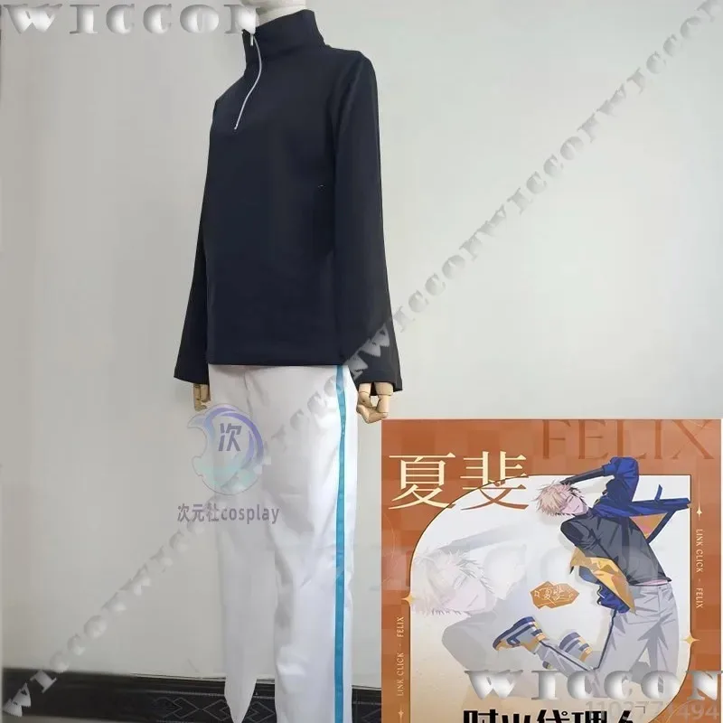 dd12Felix Xia Fei أنيمي رابط انقر تأثيري حلي الدعامة شعر مستعار موحد معطف بانت بطانة الرجال الزي هالوين حفلة لعب الأدوار Customi